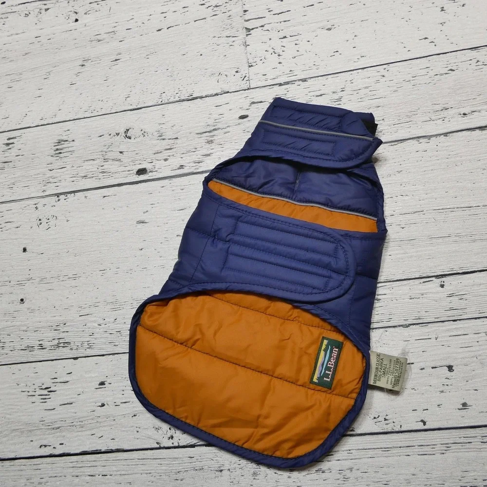 L.L.Bean Dog Winter Coat Small S Mountain Classic Parka Blue‎ Orange Warm Puffer